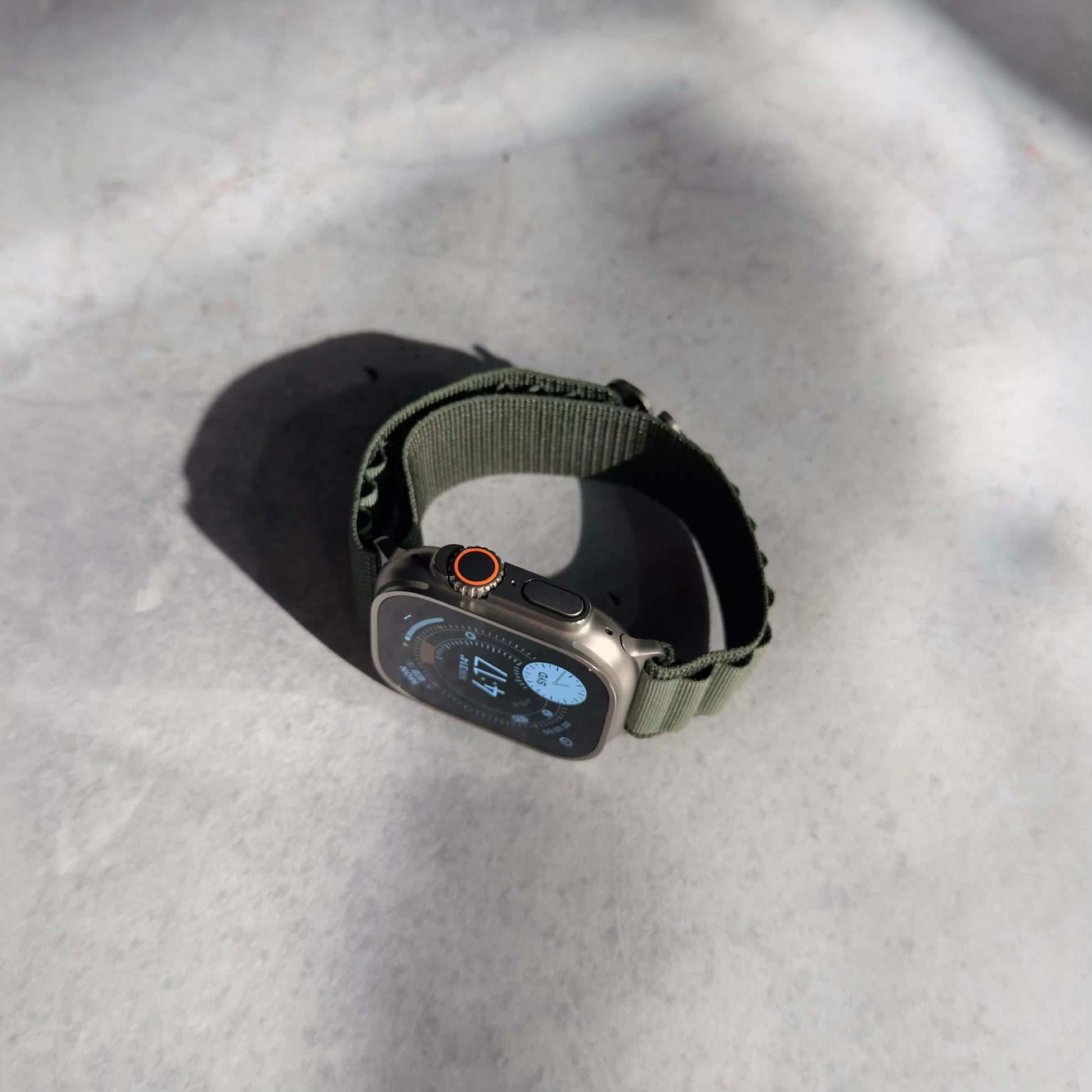 Apple Watch Ultra with green Alpine Loop