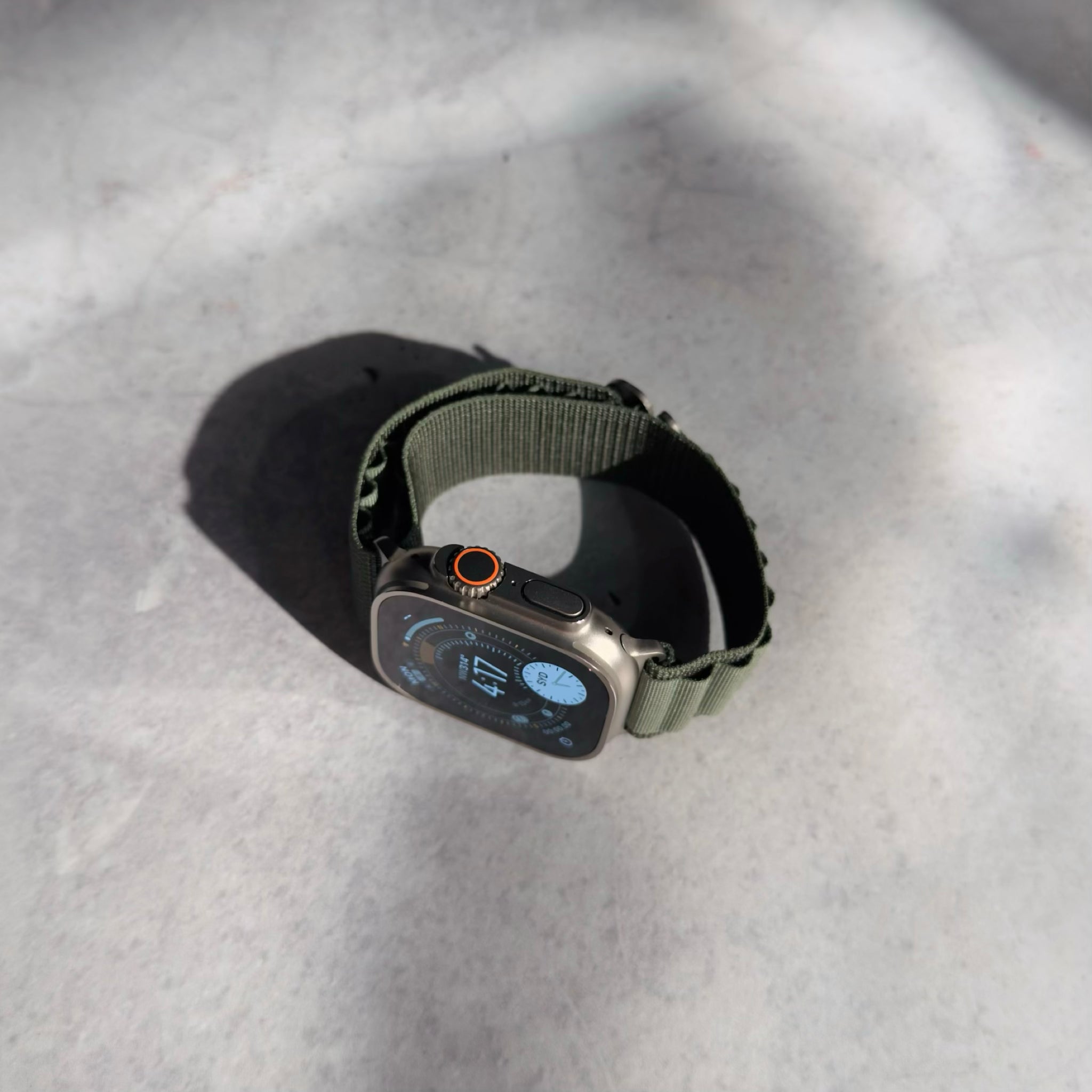 Apple Watch Ultra with green Alpine Loop