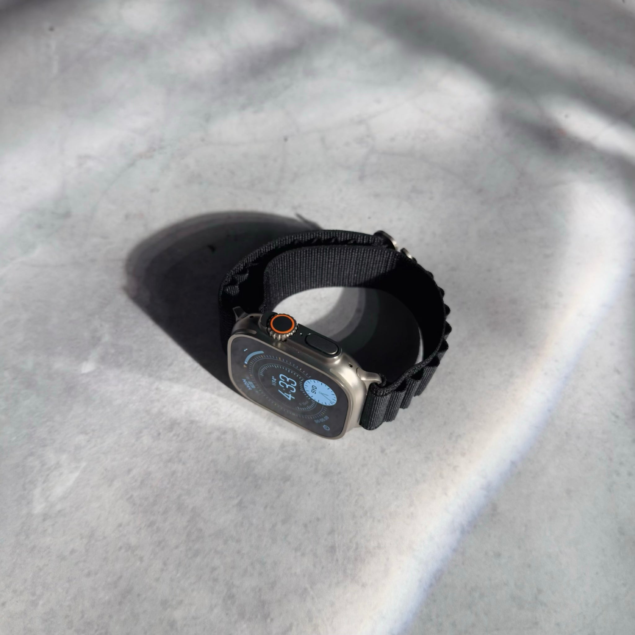 Apple Watch Ultra with black Alpine Loop
