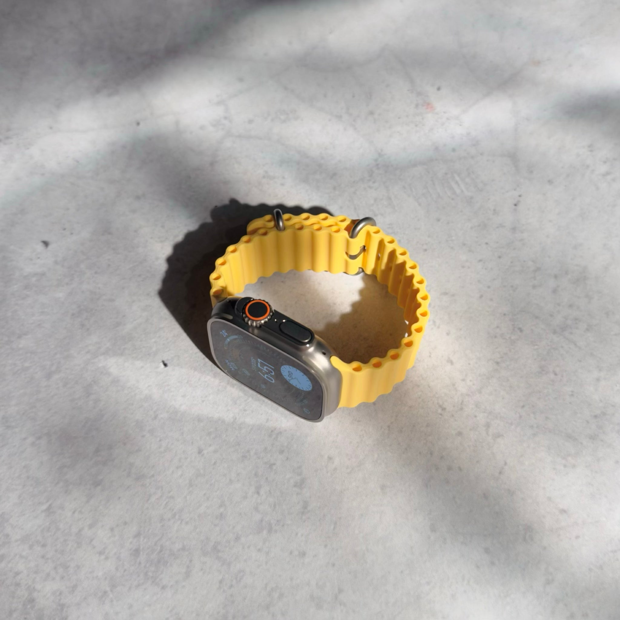 Apple Watch Ultra with yellow Ocean Band