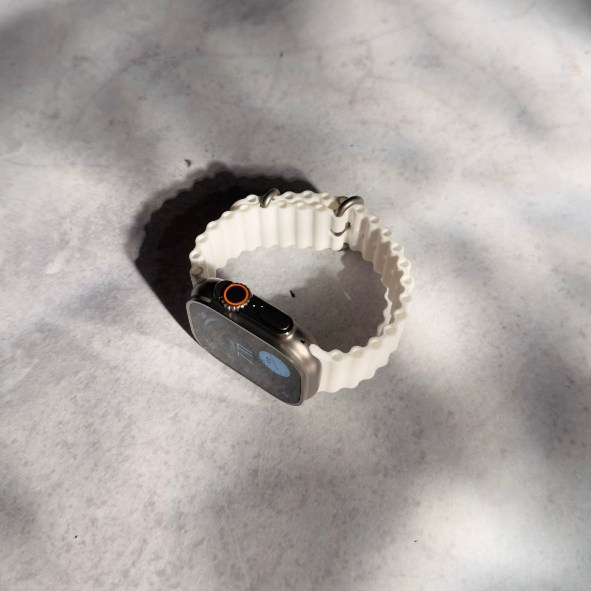 Apple Watch Ultra with white Ocean Band