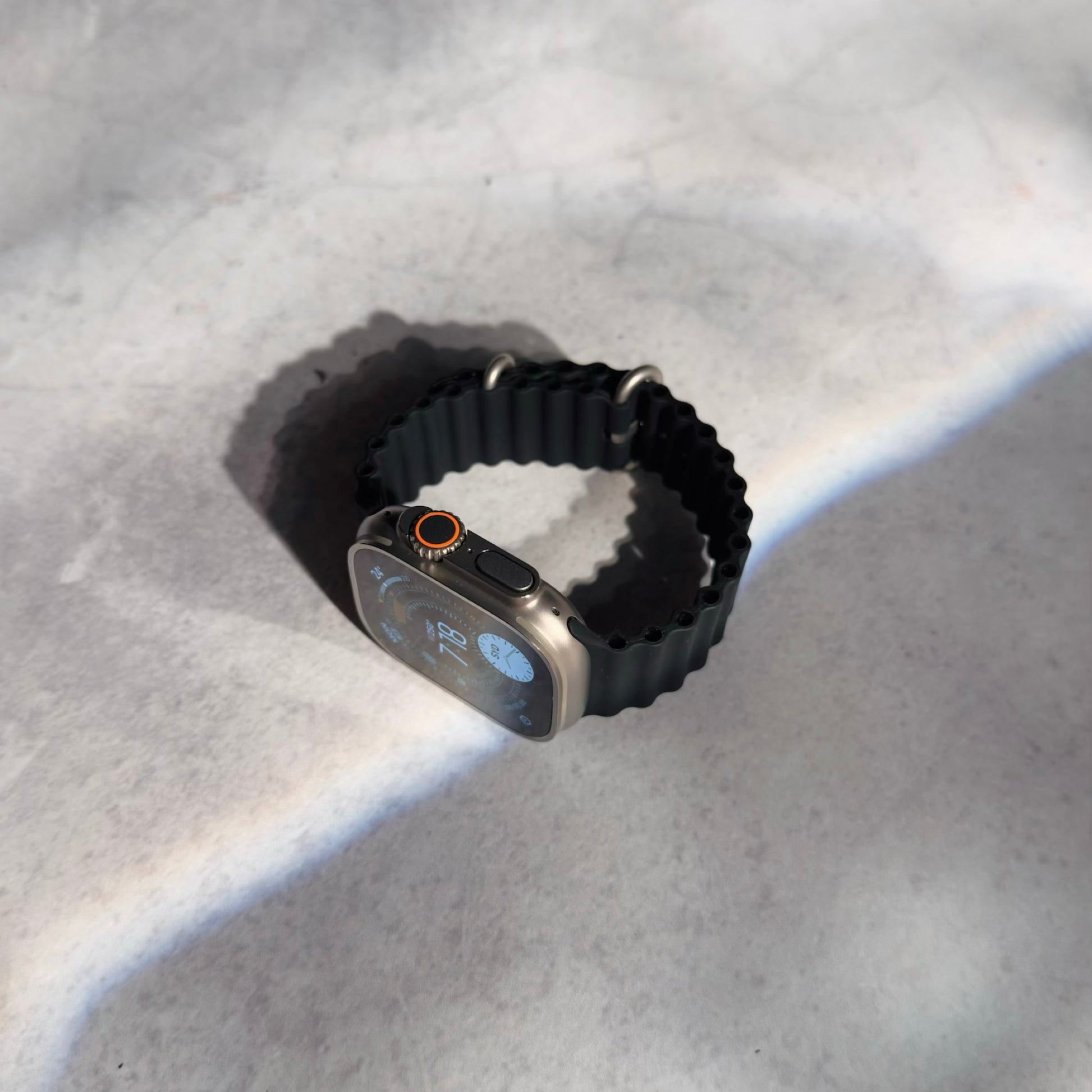 Apple Watch Ultra with black Ocean Band