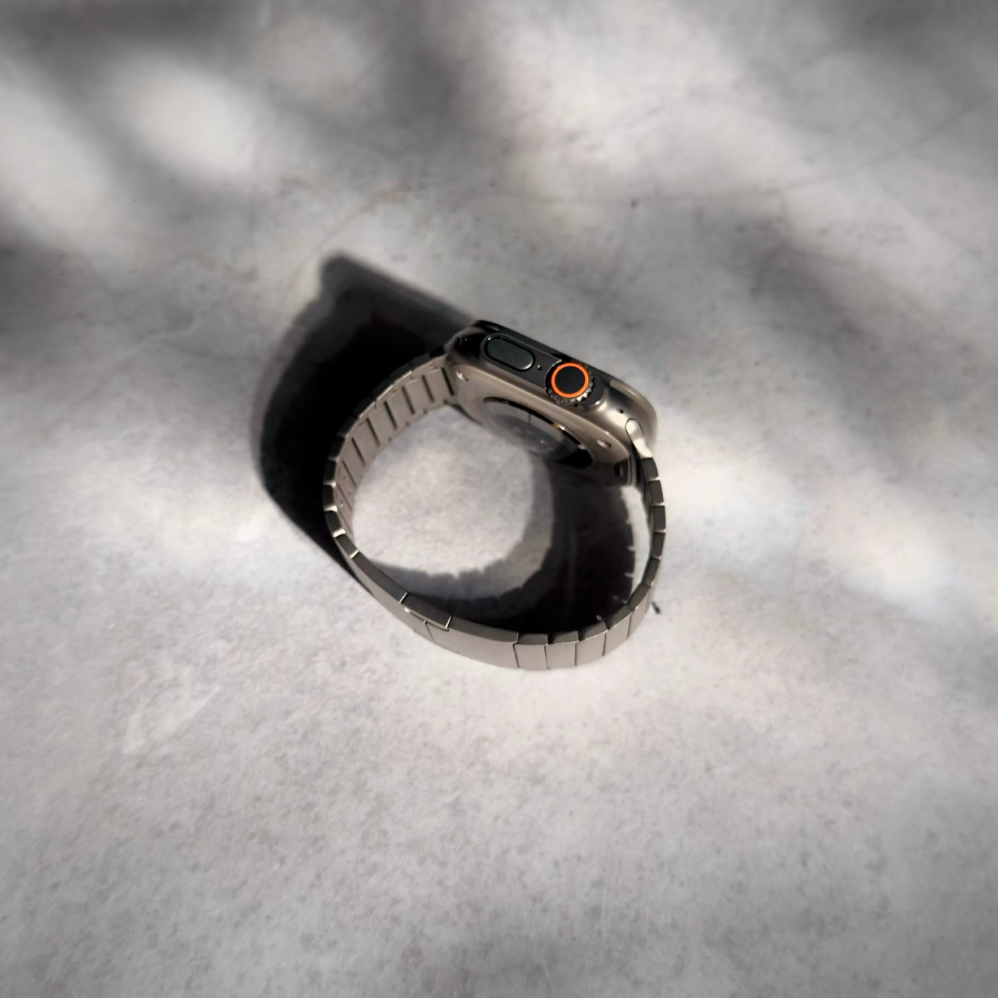 Natural Titanium Link Bracelet shown from back