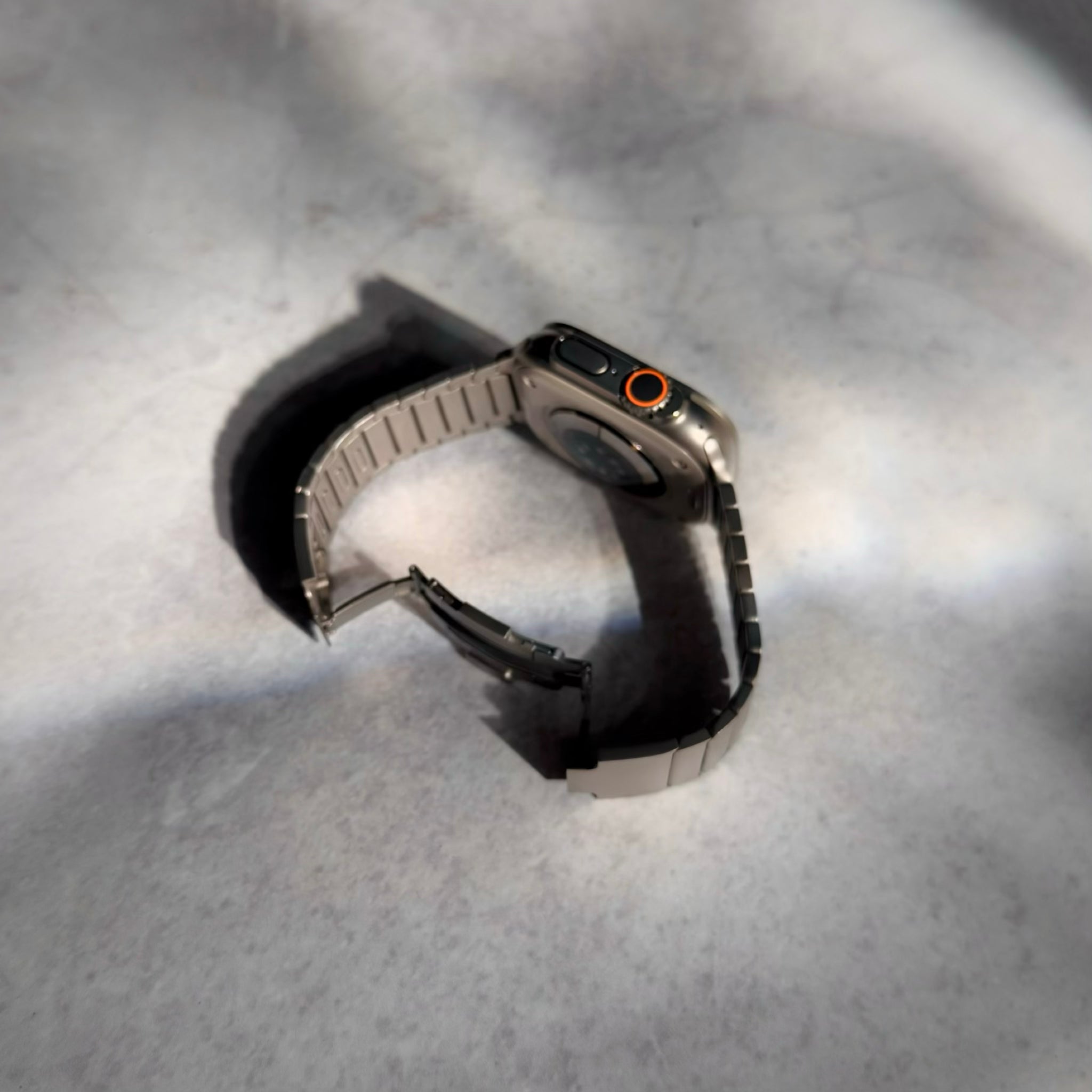 Natural Titanium Link Bracelet with clasp open