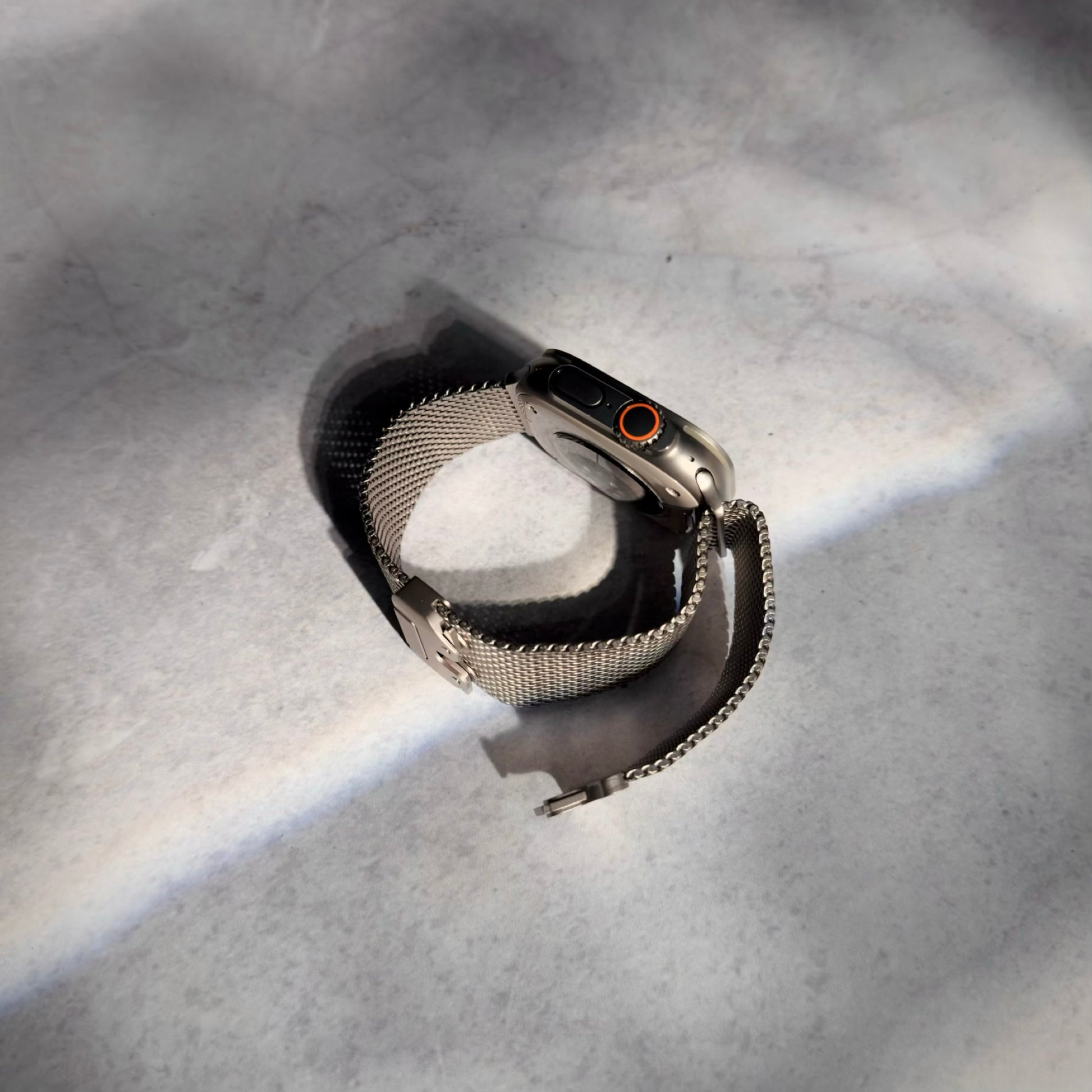 Natural Titanium Milanese Loop with clasp open