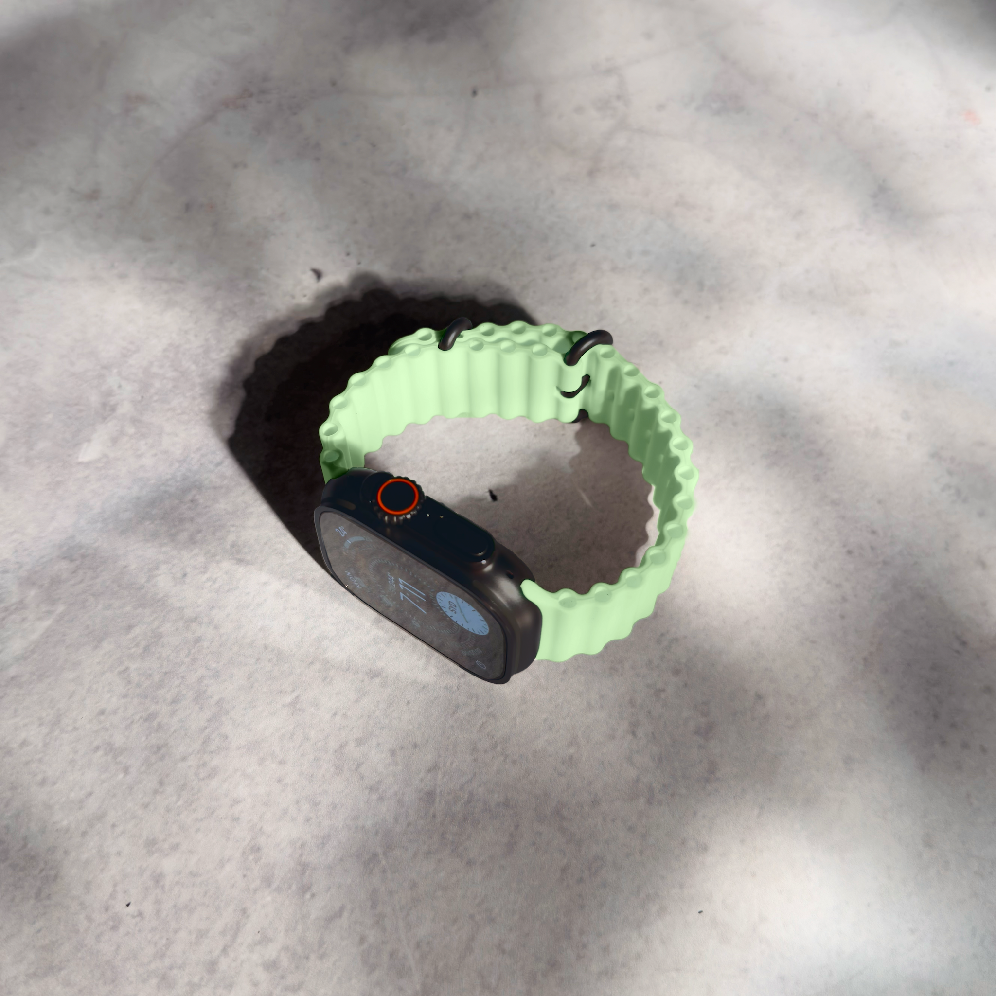 Apple Watch Ultra with Neon Green Ocean Band