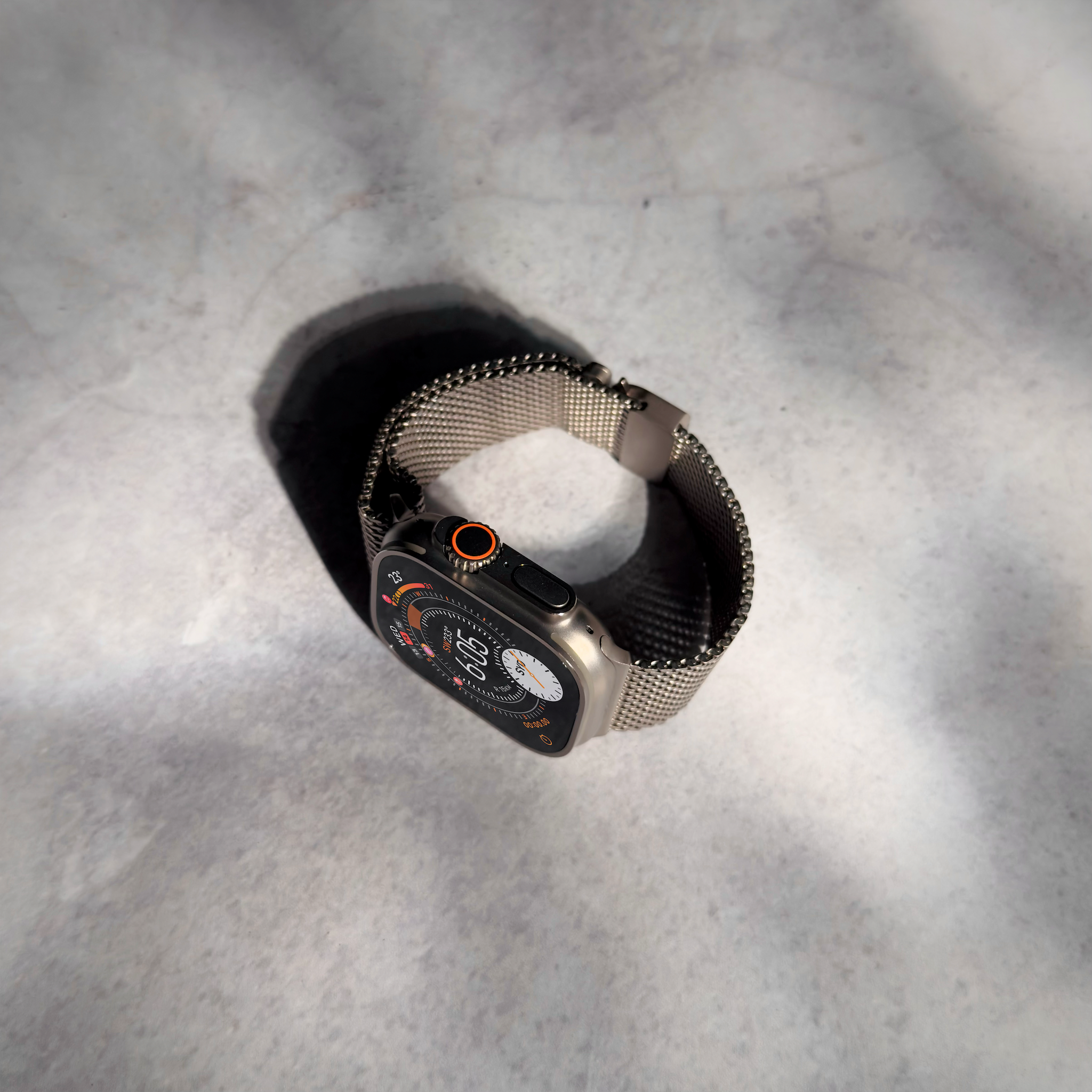 Apple Watch Ultra with Natural Titanium Milanese Loop